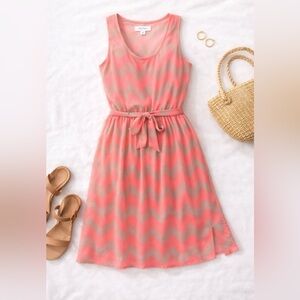 NWT Lily Rose Pink Chevron Dress | Tie Waist | Flowy Summer Mini | Size S